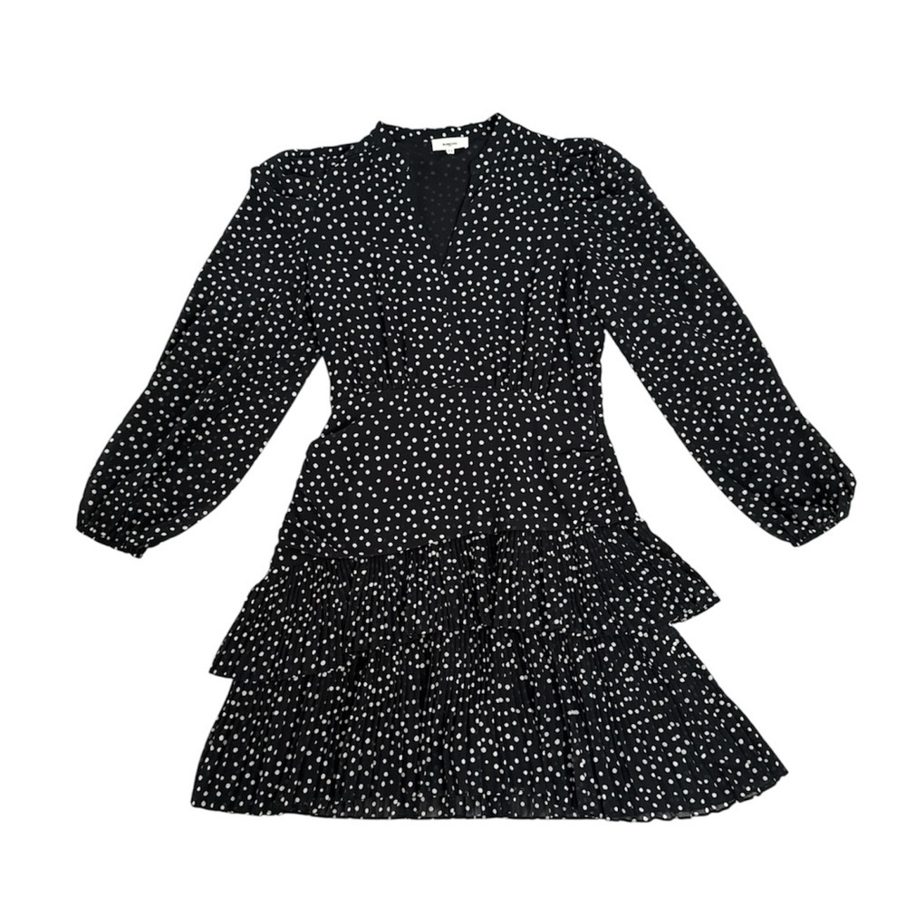 SUNCOO Black and White Polka Dot Mini Dress Small - Picture 5 of 12